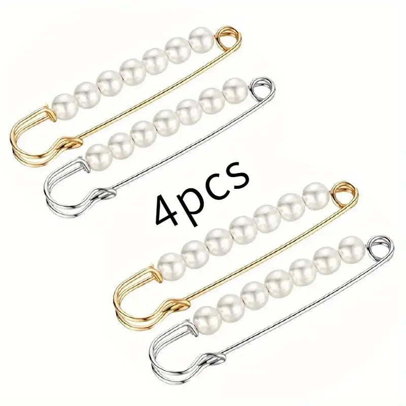 Épingle de sûreté femme élégante avec perles blanches – Accessoire chic pour vêtements et manteaux
