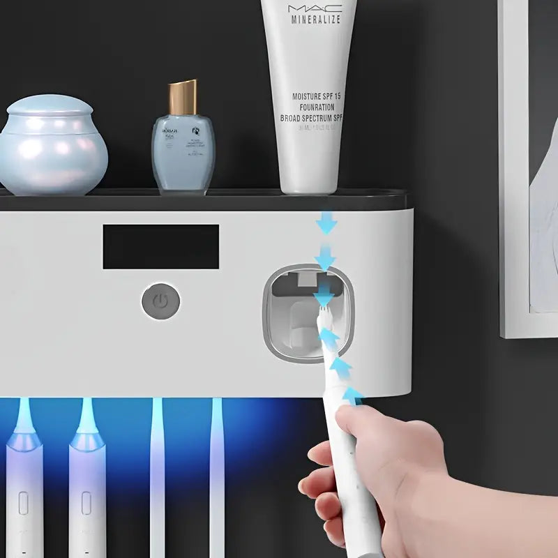 Station de Désinfection UV et de Chargement pour Brosses à Dents Électriques – Organisateur Mural Multifonction Soins Bucco-Dentaires