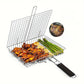 Grille barbecue pliable avec manche – Panier de cuisson en acier inoxydable pour viande, poisson et légumes