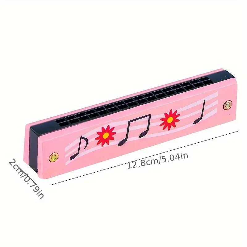 Harmonica Coloré pour Enfants – Instrument de Musique Éducatif en Bois avec Motifs Ludiques
