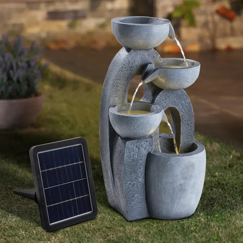 Fontaine de jardin solaire LED design moderne  Éclairage extérieur décoratif pour terrasse et balcon