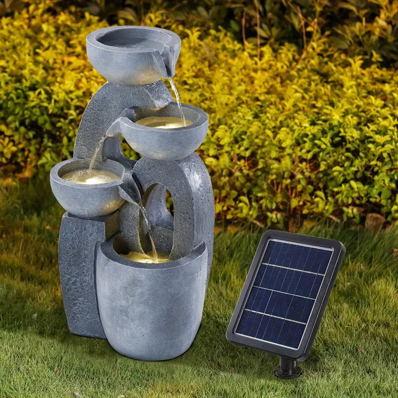 Fontaine de jardin solaire LED design moderne  Éclairage extérieur décoratif pour terrasse et balcon