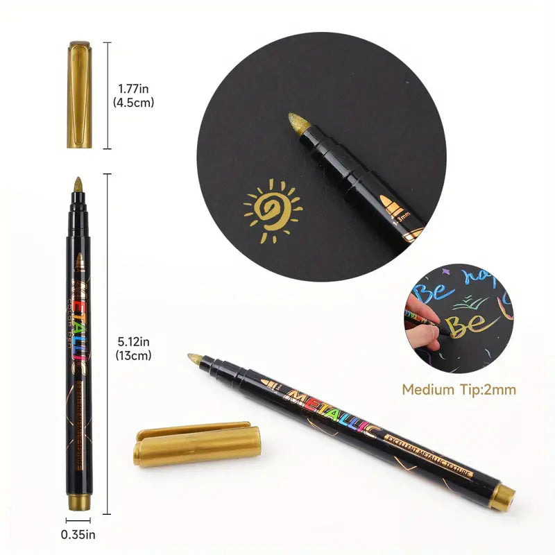 Feutres Métalliques Multicolores – Lot de Stylos à Encre Brillante pour Scrapbooking, DIY, Carterie et Dessin