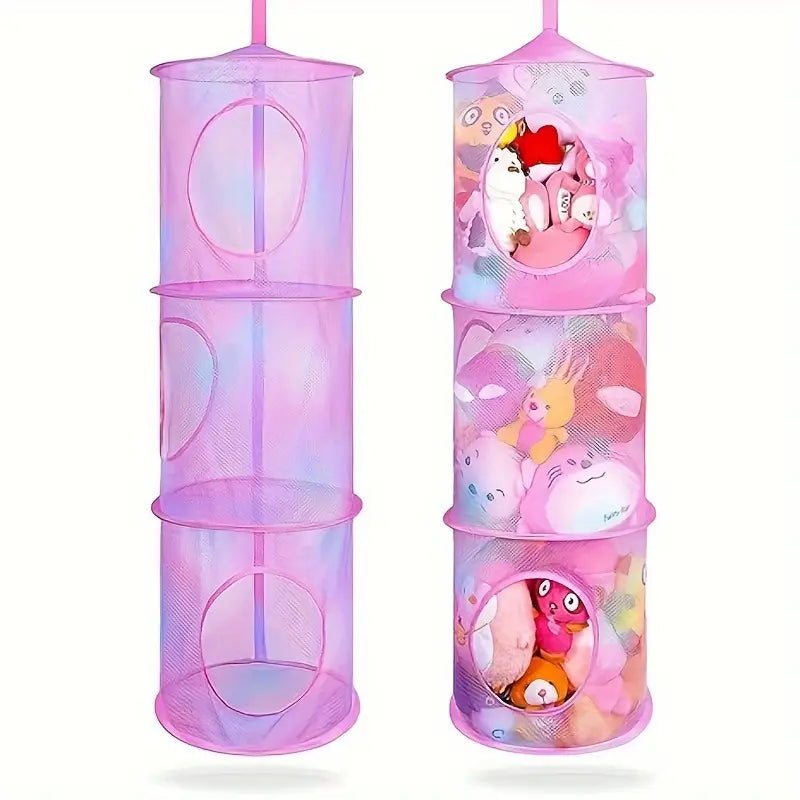 Filet de Rangement Suspendu Bébé à 3 Niveaux – Organisateur en Maille pour Jouets et Vêtements