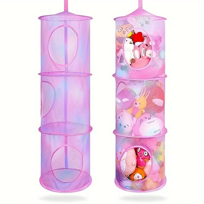 Filet de Rangement Suspendu Bébé à 3 Niveaux – Organisateur en Maille pour Jouets et Vêtements