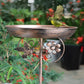 Bain d’Oiseaux de Jardin en Métal Antique – Abreuvoir Décoratif sur Pied avec Motifs Fleur et Colibri | Soins des Oiseaux et de la Faune