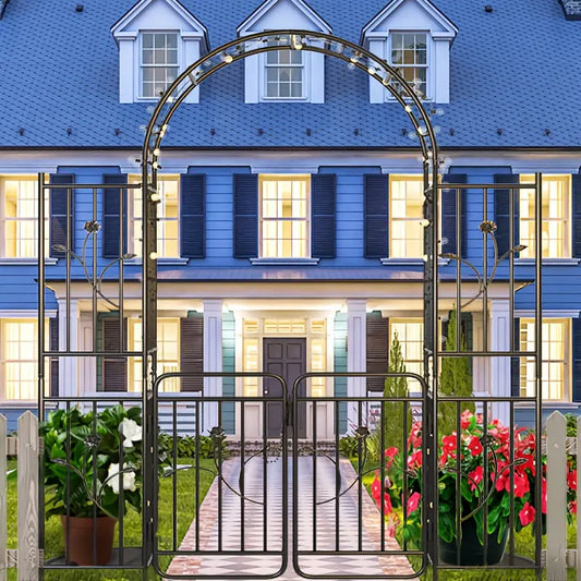 Portail de jardin avec arche métallique  Structure élégante pour plantes grimpantes et décoration extérieure