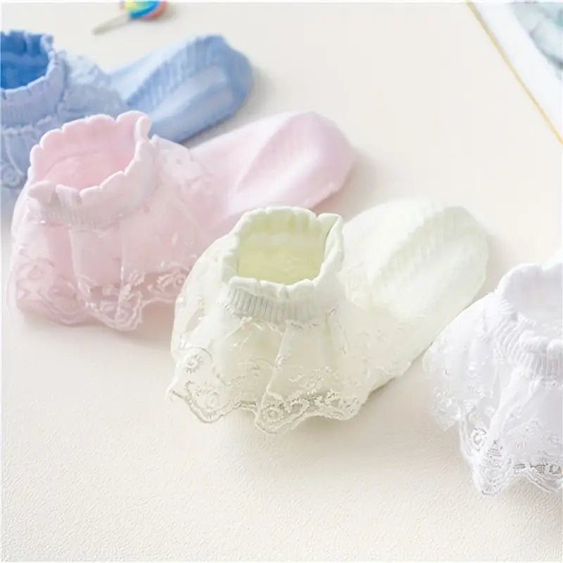 Chaussettes Fille en Dentelle Rose – Chaussettes Enfant Élégantes et Confortables