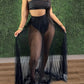 Ensemble Plage 2 Pièces – Haut Bandeau et Jupe Longue Transparente Plissée