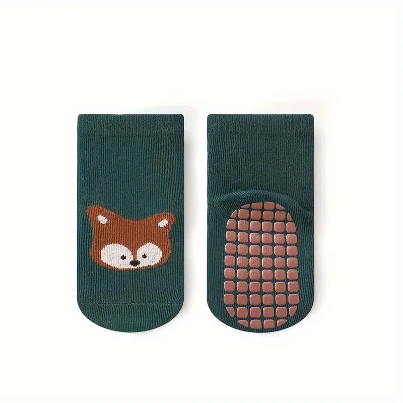 Chaussettes antidérapantes bébé – Bas doux avec motifs animaux mignons, confort et sécurité pour premiers pas