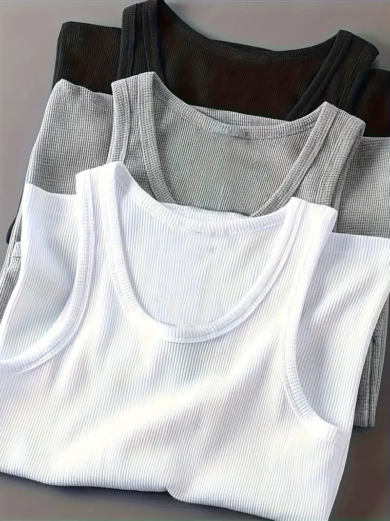 Débardeur de sport homme – Lot de 3 (noir, gris, blanc) – Respirant & extensible pour entraînement et fitness