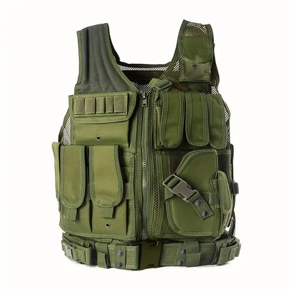 Gilet tactique militaire homme, coloris Vert
