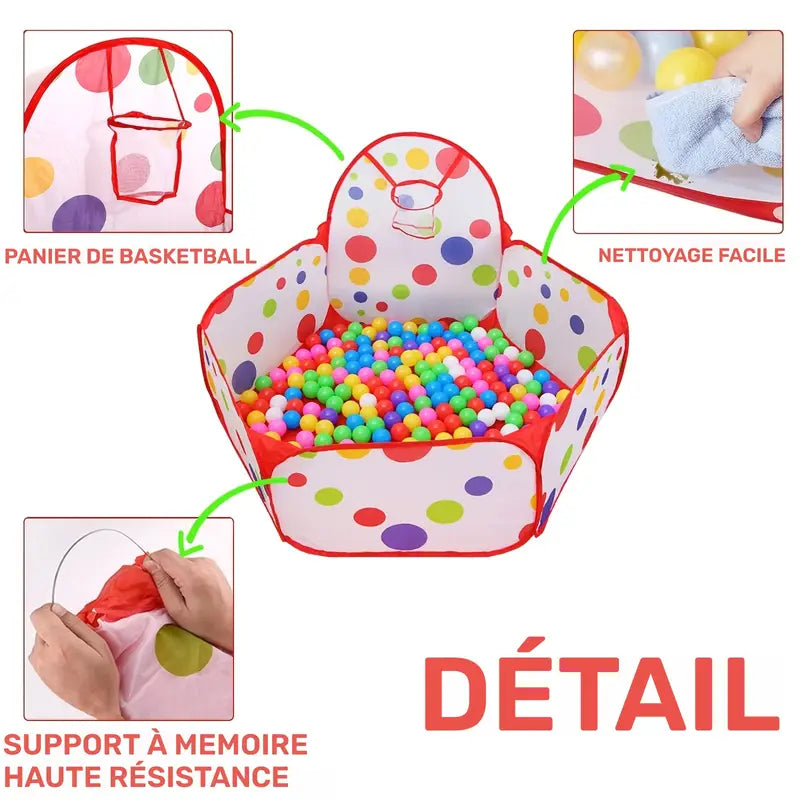 Tente à balles pour bébé et tout-petit – Aire de jeu pliable avec balles colorées pour amusement et éveil