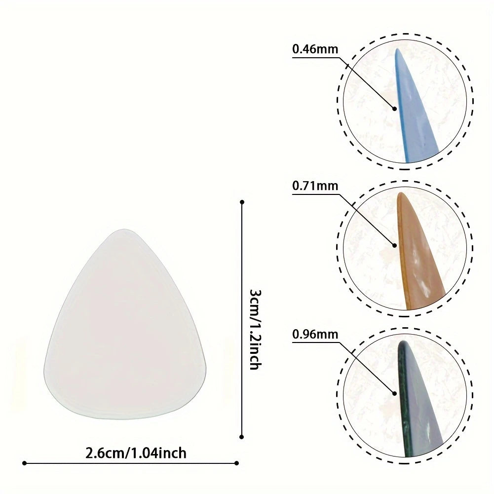 Lot de 100 médiators guitare multicolores – 3 épaisseurs (0.46 / 0.71 / 0.96mm) pour jeu fluide et précis