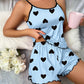 Pyjama Femme Été Débardeur & Short – Ensemble Léger Imprimé Cœurs, Lingerie de Nuit Douce & Féminine