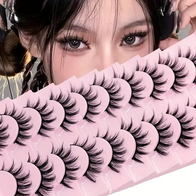 Lot de Faux Cils 10 Paires – Volume XXL Effet 3D, Regard Intense et Glamour, Réutilisables et Faciles à Poser