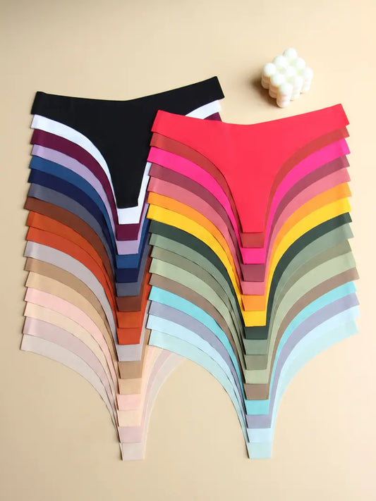 Lot de 12 pcs de Strings Invisibles Femme Sans Couture – Ultra Doux & Multicolores