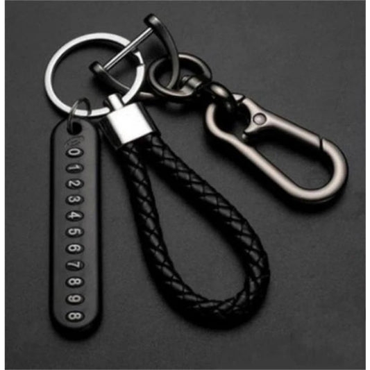 Porte-Clés Voiture Luxe avec Mousqueton, Cordon Tressé & Numérotation – Coque Élégante et Multifonction