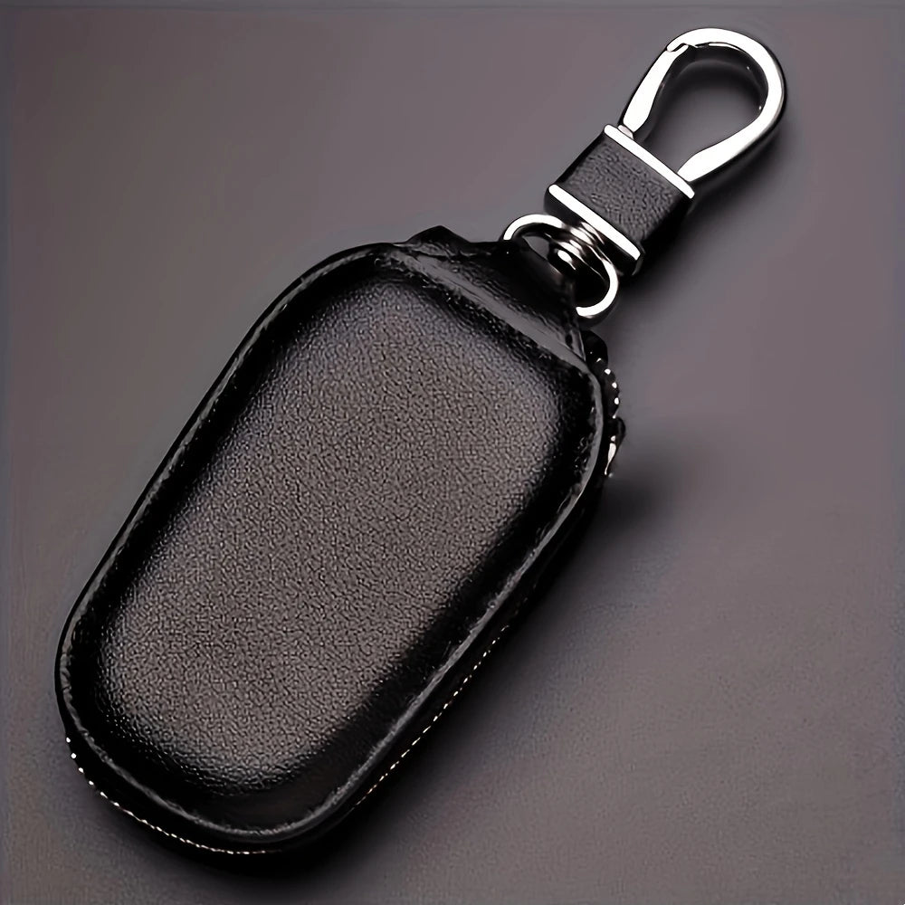 Coque Clé Voiture avec Fermeture Éclair – Étui Similicuir avec Mousqueton Métal, Élégant et Résistant