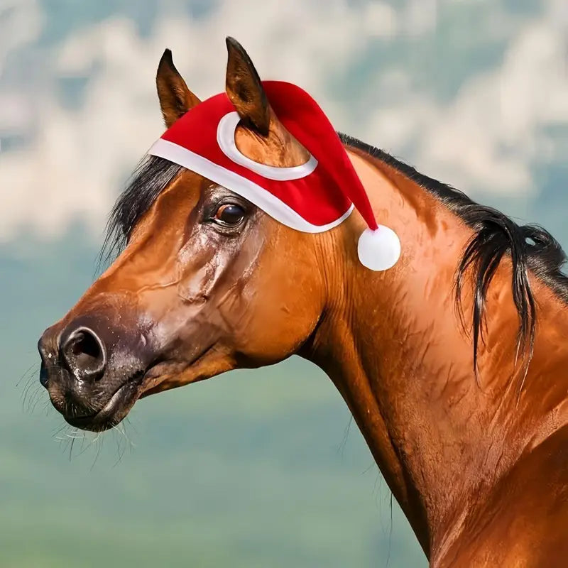 Bonnet de Noël pour Cheval – Accessoire Festif et Confortable pour Fêtes Équestres et Shooting Photo