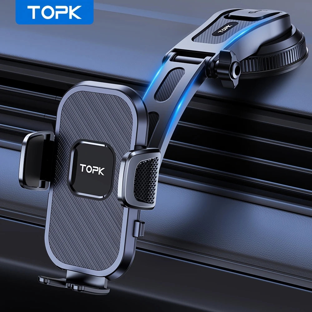 Support Téléphone Voiture TOPK avec Ventouse – Montage Facile et Stable pour Smartphones