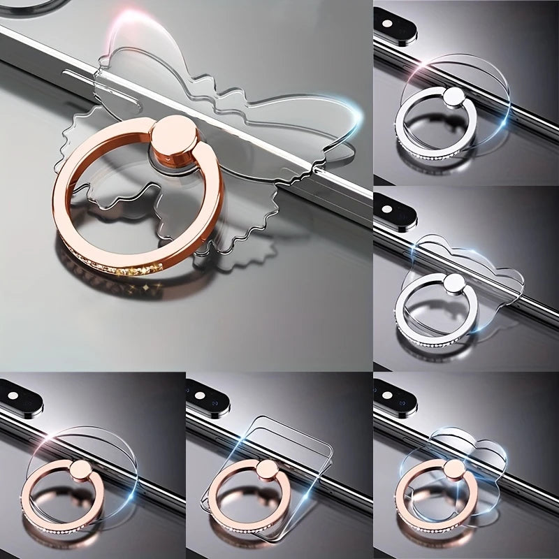 Support de Téléphone avec Anneau Rotatif et Décor Cristal – Accessoire Pratique et Élégant pour Coque