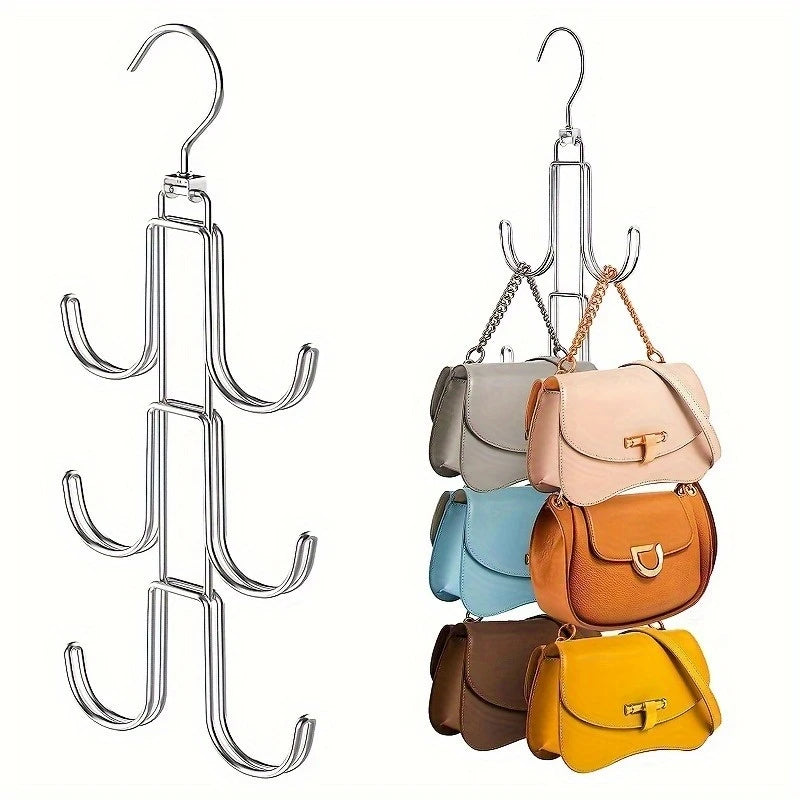 Cintre Métallique à 6 Crochets pour Sacs à Main – Rangement Vertical Robuste et Gain de Place pour Dressing