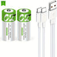 Batteries Rechargeables USB 1.5V 5000mAh (Lot de 1/2) avec Câble USB-C – Solution Écologique et Pratique