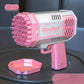 Pistolet à Bulles Électrique Rocket – 40 Trous, Lumières LED, Design Rose et Jaune – Jouet Amusant pour Enfants & Fêtes
