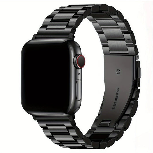 Bracelet Métal Acier Inoxydable pour Apple Watch – Élégant & Ajustable avec Outil Inclus (Argent, Noir ou Rose)