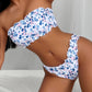 Bikini bandeau à volants avec imprimé fleuri – Style romantique et coupe échancrée