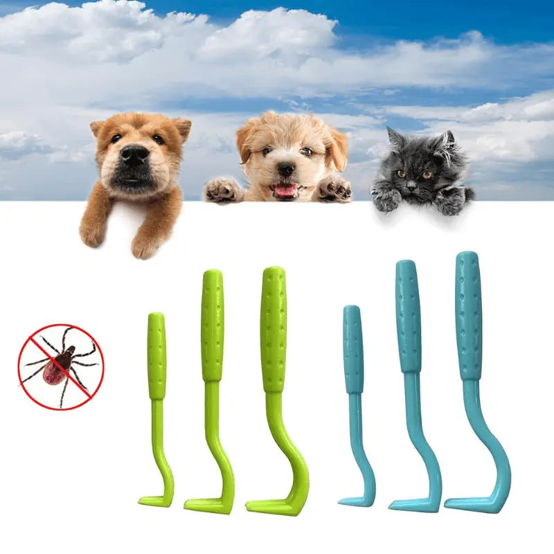 Crochet Tire-Tiques pour Animaux – Lot de 3 Outils Antiparasites pour Chiens et Chats, Sans Douleur