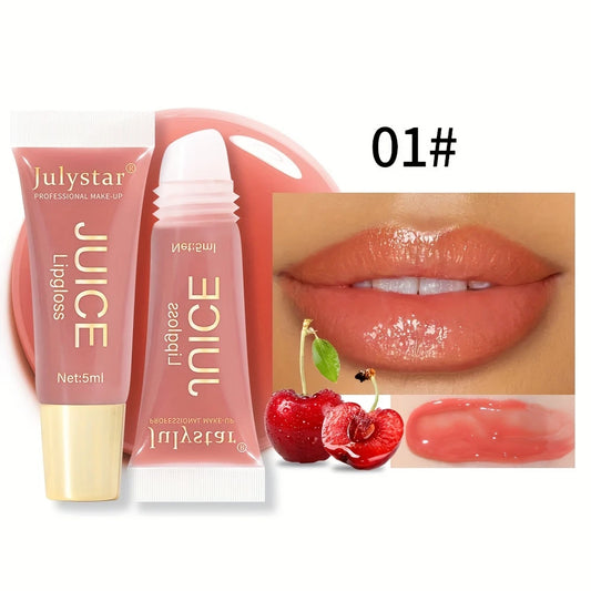 Gloss Lèvres Brillant JULYSTAR Teinte 01-04 – Effet Jus Hydratant Nude Caramel, Finition Naturelle & Gourmande