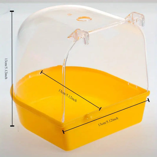 Baignoire Transparente pour Oiseaux en Cage – Bac de Bain Antiprojection 13 cm pour Perruches, Canaris et Petits Oiseaux