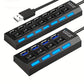Hub USB 4/7 Ports avec Interrupteurs Individuels – Multiprise USB 2.0/3.0 Haute Vitesse pour PC, Ordinateur Portable et Périphériques