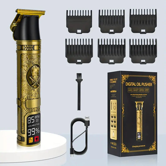 Tondeuse Électrique Sans Fil Professionnelle – Kit de Coupe de Cheveux Homme avec Écran LED et 6 Sabots Réglables