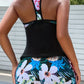 Tankini femme sport à dos nageur et short fleuri – Confort et style pour la plage ou la piscine