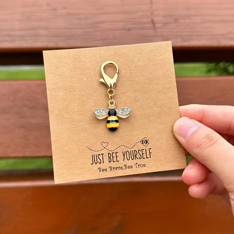 Porte-clés Abeille Dorée avec Carte Message – Cadeau Symbolique Inspirant 'Just Bee Yourself