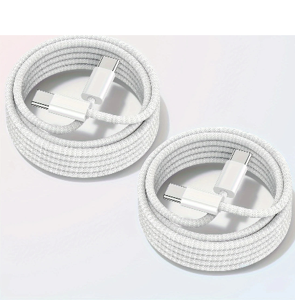 Lot de 2 Câbles de Charge USB-C 60W pour iPhone 15 – Charge Rapide et Durable en Nylon Tressé