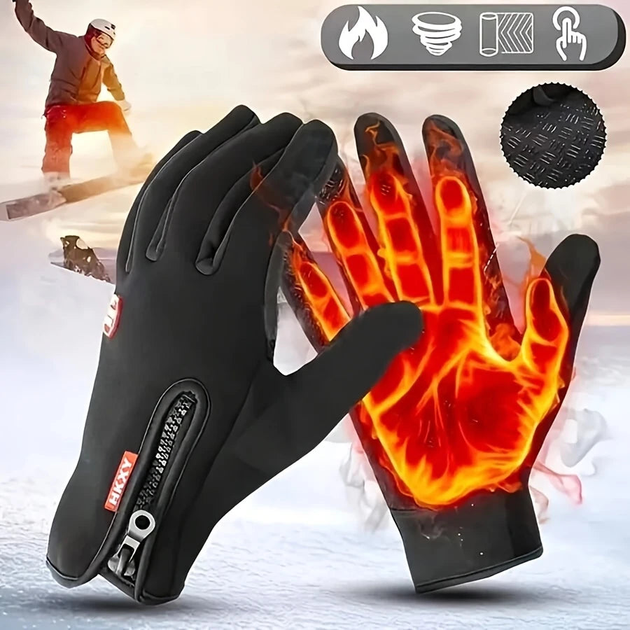 Gants Hiver Tactiles Femme – Imperméables, Chauds et Antidérapants avec Fermeture Zip