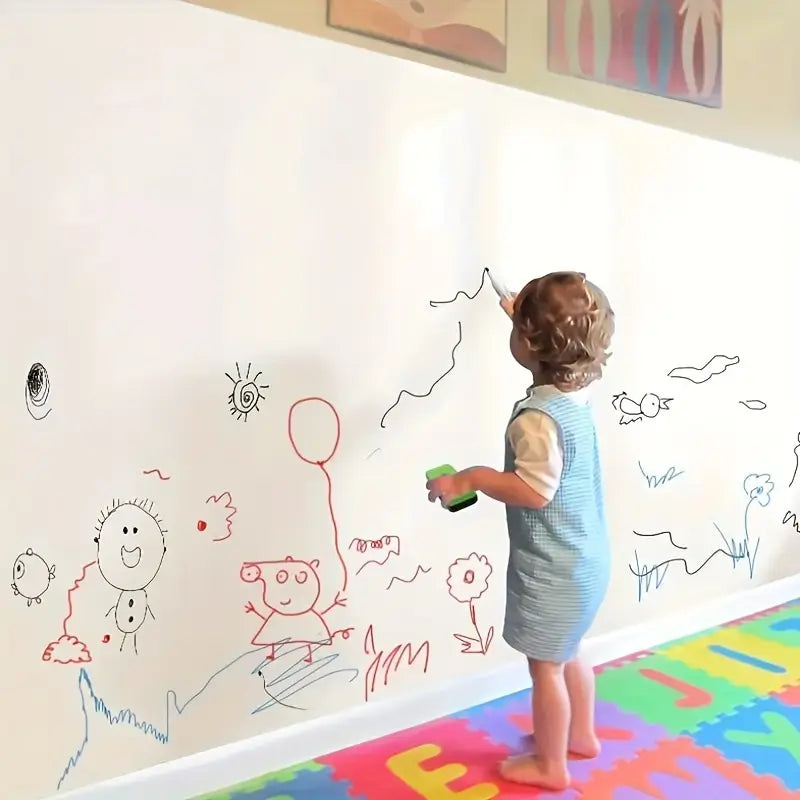 Sticker Tableau Blanc Effaçable pour Mur – Grande Surface Autocollante pour Dessin et Apprentissage en Classe