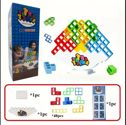 Jeu Tetra Tower Équilibre & Stratégie – Blocs Colorés Empilables, Fun en Famille ou entre Amis