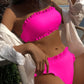 Bikini bandeau à volants taille haute – Élégance minimaliste pour vos journées plage