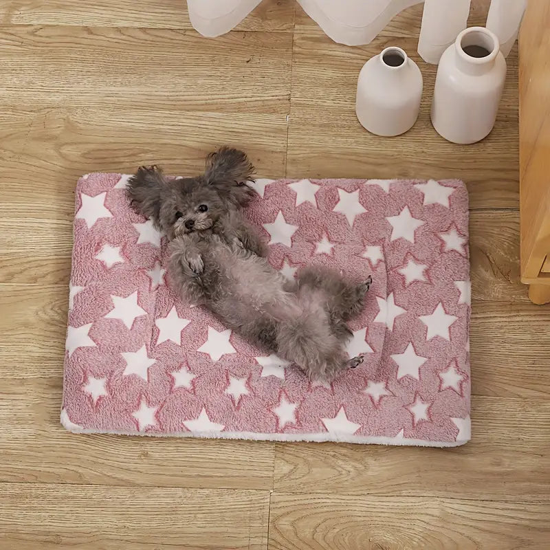 Tapis Douillet pour Animaux – Coussin Moelleux Étoilé pour Chien ou Chat, Lavable et Antidérapant