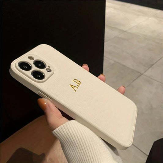 Coque iPhone Personnalisée en Cuir avec Initiales – Design Élégant et Premium pour Téléphone