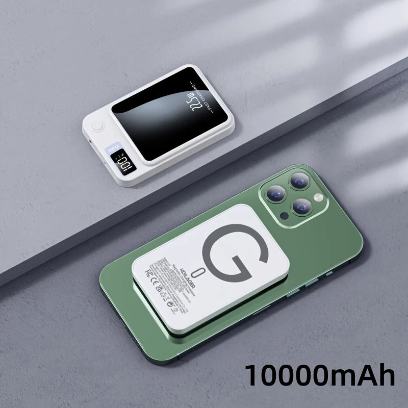 Batterie Externe Magnétique 5000/10000mAh – Chargeur Sans Fil Intelligent avec Affichage LED pour Smartphones
