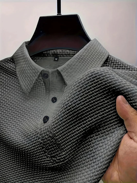 Polo de Golf Homme Respirant – Tissu Texturé avec Col à Boutons