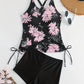 Tankini shorty noir à fleurs – Ensemble deux pièces sport chic