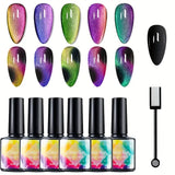 Ensemble 6 Vernis Gel Cat Eye Magnétique
