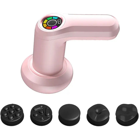Pistolet de Massage Électrique Rose avec Écran LED – 6 Têtes Interchangeables pour Détente Musculaire et Récupération Sportive